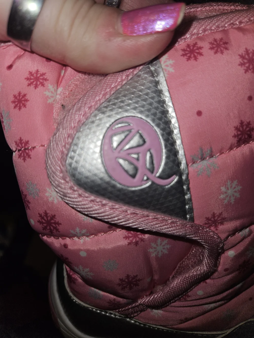 Kids Pink Snow Boots with Silver Trim